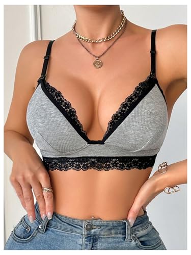 SHENHE Women's Lace Non-Padded Nursing Bras for Breastfeeding - color: Grey, size: Small