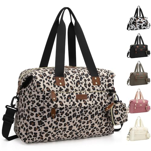 Pritent Diaper Bag Tote Waterproof Maternity Baby Bags with Pacifier Case - color: Leopard, size: Large