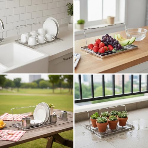 Folding Water Bottle Drying Rack,Folds Flat for Easy Storage,Space-Saving Draining Board Organizer,Made from 304 Stainless Steel
