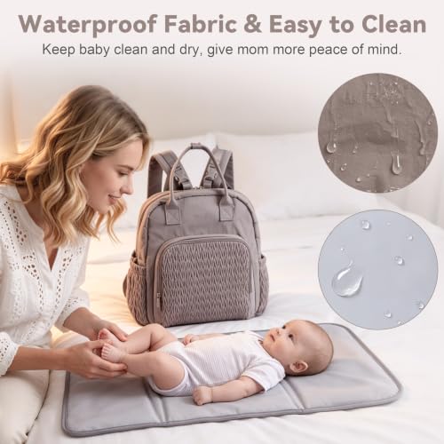 Multi-functional Diaper Bag Backpack with Changing Pad Brown - color: Brown
