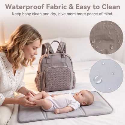 Multi-functional Diaper Bag Backpack with Changing Pad Brown - color: Brown