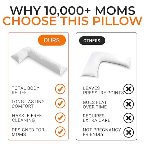 Cheer Collection L Shaped Body Pillow - Down Alternative Full Body Pillow for Side Sleeper, Pregnancy, Neck and Shoulder Support - Zippered Cover