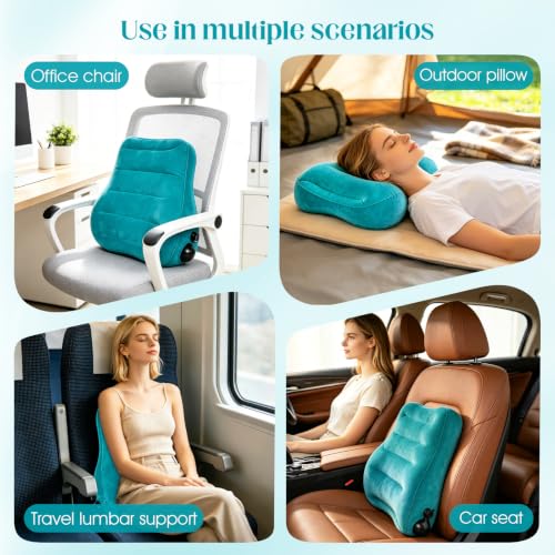 Portable Lumbar Pillow Inflatable Support Pillow - Inflatable Waist Cushion - color: Blue