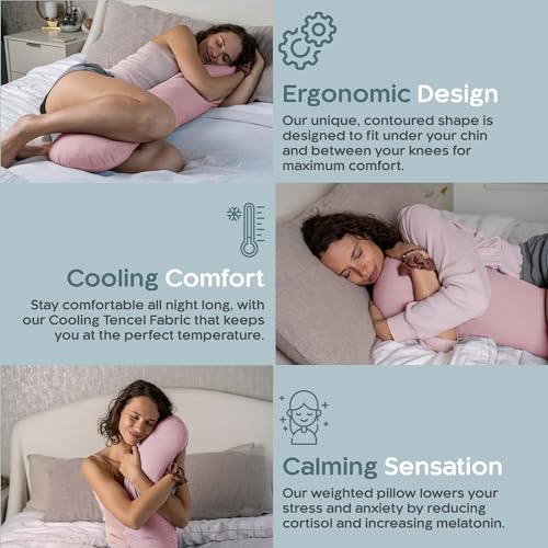 SleepCloud Weighted Body Pillow 6.5lbs, Cooling Tencel Cover, 41” x 10” - color: Blossom, size: Original 41" x 10" (6.5lbs)