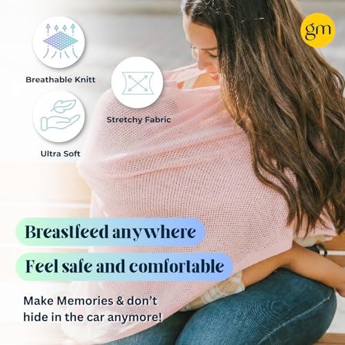 Gold Mamas Breathable Nursing Cover for Breastfeeding, Light Pink - color: Pink