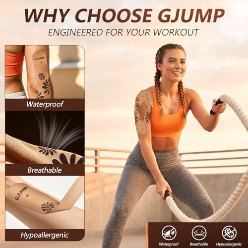 Cute Pattern Kinesiology Tape for Women, 2 Rolls 40 Pre-Cut Strips - color: Beige Floral