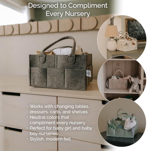 Parker Baby Co. Felt Diaper Caddy Organizer - Large, Charcoal - color: Charcoal (Heathered Charcoal), size: Large