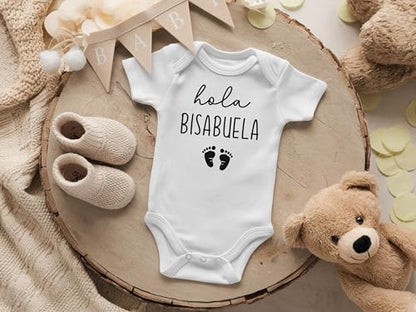 Hola Bisabuela Pregnancy Announcement Infant Bodysuit for Great Grandma - color: White