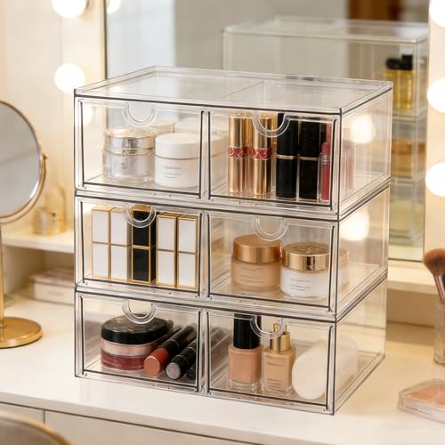 Prsildan 6 Small Drawers Stackable Storage Drawer Clear Acrylic Organizer - size: Stackable-6Drawers