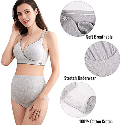 Mama Cotton Women's Over The Bump Maternity Briefs, High Waist, Cotton, Adjustable Waistband, Multi-Pack - color: Multicolor B 5 Pack, size: X-Large