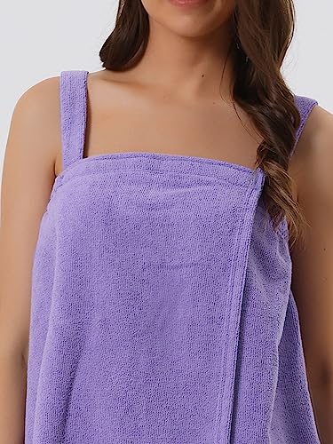 cheibear Women Terry Towel Dress Wrap Bathrobe with Pockets Headband - color: Grape Shake, size: Small