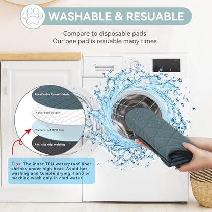Siedihit Washable Reusable Pet Pee Pads, Absorbent Non-Slip Training Mat - size: Large - 4pack