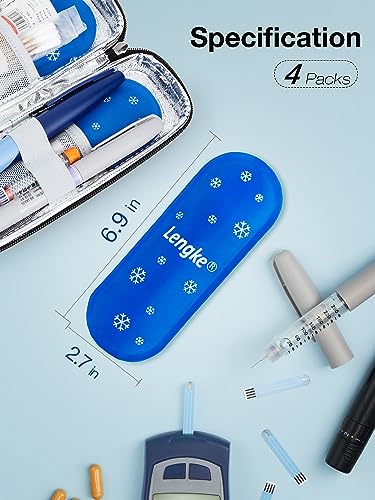 Leng Ke TSA Approved Ice Packs 4 pcs, Upgraded Reusable Ice Packs for Insulin Cooler Travel Case - color: #4pcs Ice Packs