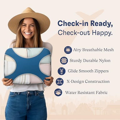 Shacke 5 Set Packing Cubes for Travel with Laundry Bag (Navy Blue) - color: 5 Set - Navy Blue, size: Set of 5