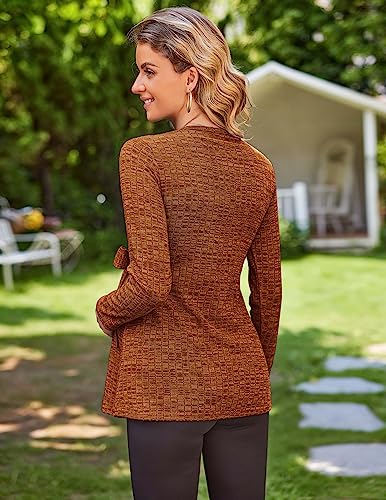 Ekouaer Maternity Shirts Ribbed Long Sleeve Pregnancy Sweater Tops Outfits - color: B Brick Red, size: Medium