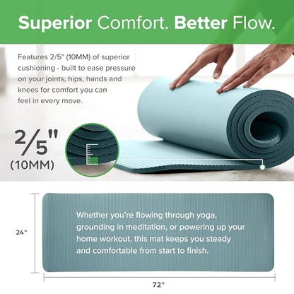 Gaiam Thick Yoga Mat, Exercise & Fitness Mat with Easy-Cinch Carrying Strap - color: Navy, size: 2/5" (10MM)