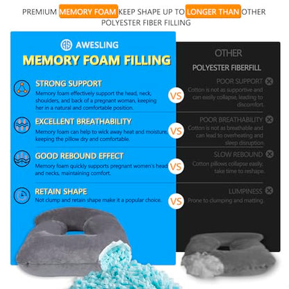 Shredded Memory Foam U Shaped Pregnancy Pillow with Cover - color: Purple