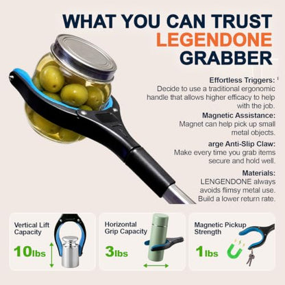 6 Pack 36" Trash Grabber Reacher Tools, Upgraded Strong Foldable Commercial Grabber Pickup Tool, Heavy Duty Cleaning up Gripper, 4" Wide Claw | 360° Rotation | Magnet, for Senior Home Outdoor - color: 36"blue-6pack