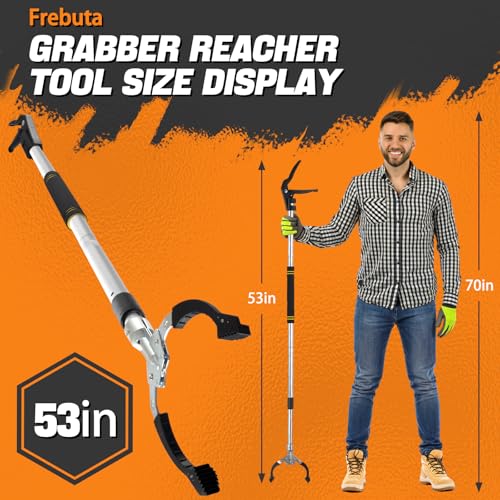 Grabber Reacher Tool Heavy Duty,53in Extra Long Trash Picker Upper Grabber for Yard 2 Magnets Head Aluminum Alloy Tube Trash Picker Reacher Grabber Pickup Tool for Garbage Sponge Handle