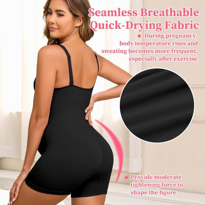 Maternity Shapewear Shorts Pregnancy Bodysuit Under Dress Seamless - color: Black, size: Medium