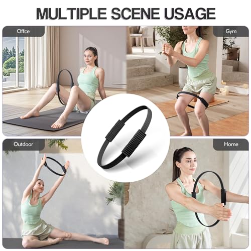 Pilates Kit, 13.5" Pilates Ring with Mini Ball & Resistance Bands - color: Black, size: Pilates Ring
