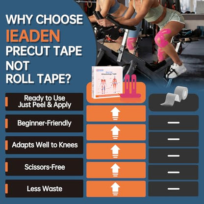 Precut Kinesiology Tape for Knees, 10 Pcs, Pink - color: Pink, size: 10 Pcs