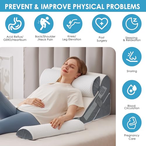 MEGCXIT Wedge Pillow Set for After Surgery, Bed Wedge, 4PCS, White/Grey - color: White/Grey, size: 4pcs