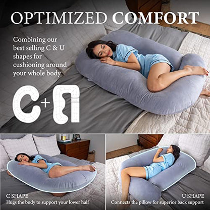 Pregnancy Pillow, Body Pillow, Side Sleeper Pillow, Plush - color: Dark Grey