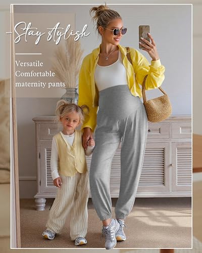 3 Pack Women's Maternity Jogger Pregnancy Sweatpants - color: Light Gray,dark Gray,black, size: Small