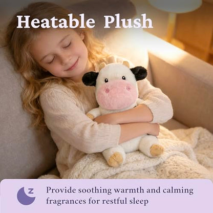 IKASA Microwavable Stuffed Animal Cow Plush, Heating Weighted 1.5 lbs - color: Black White Cow