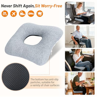 Donut Pillow for Tailbone Pain, Wheelchair Cushion - color: Grey