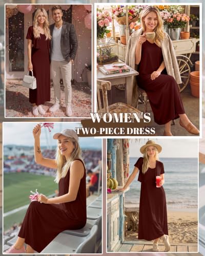 2 Piece Women's Maternity Cardigan Set, Wine Red, Medium