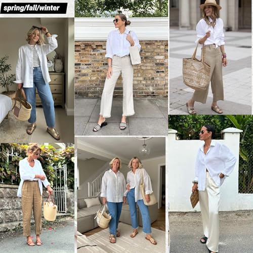 Zeagoo Womens Button Down Shirts Long Sleeve Casual Cotton Gauze Tops - color: Aa-white, size: Large