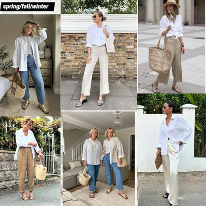 Zeagoo Womens Button Down Shirts Long Sleeve Casual Cotton Gauze Tops - color: Aa-white, size: Large