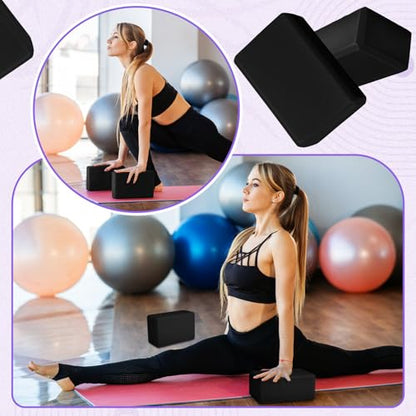 Wettarn 6 Pack EVA Yoga Blocks Bulk, Non Slip Pilates Brick - color: Black