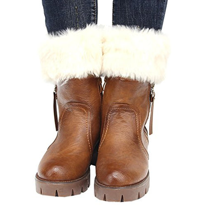 Womens Fur Trim Boot Cuff Top Cover Leg Warmers - color: Iovry