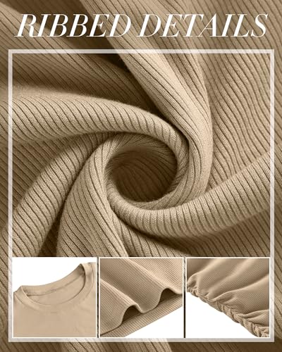 Neer 4 Pack Women's Maternity Cotton Ribbed Shirts - color: Black, Light Gray, White, Khaki, size: Medium