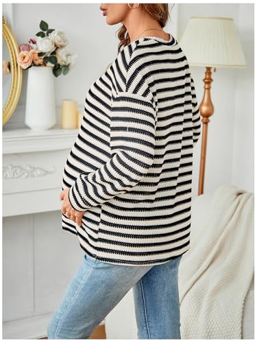 RoseSeek Women's Long Sleeve Crew Neck Maternity Sweatshirt Pullover Tops - color: Multi Black, size: X-Large