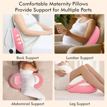 Pregnancy Pillows for Sleeping, Memory Foam Cooling Maternity Wedge Pillow - color: Pink