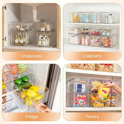LALOBLUE Stackable Clear Acrylic Drawer Baby Bottle Makeup Organizer 4PC - size: 2 Middle+2 Big
