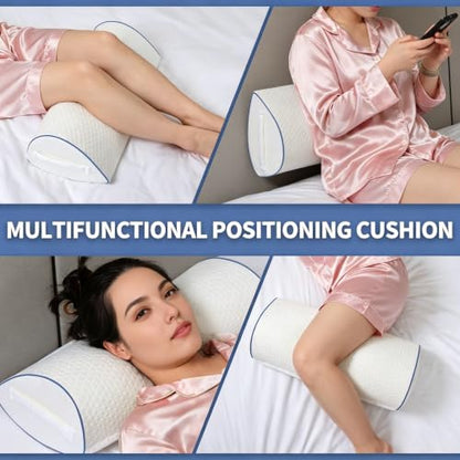 Memory Foam Knee Pillow for Back Sleepers, Spinal Alignment, White - color: White