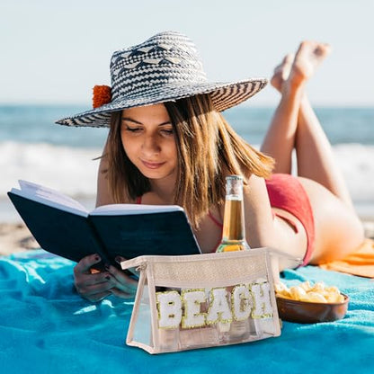 Etercycle Boho Patch BEACH Makeup Bag, Clear Waterproof Travel Beach Bag - style: Beach