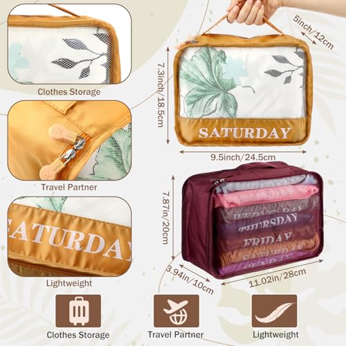15 Pcs Day of Week Packing Cubes Travel Kids, 9x7x3inch, Boho - color: Boho, size: 9x7x3inch