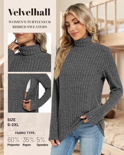 3 Pack Womens Turtleneck Nursing Tops Ribbed Sweaters - color: Dark Gray, Apricot, Black, size: Medium