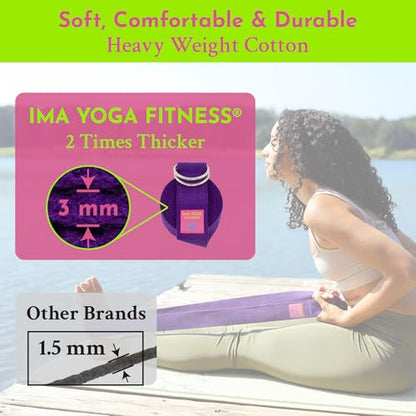 Extra-Wide 2 Inch Cotton Yoga Strap: Stretching, Physical Therapy, Exercise - color: Purple, size: 8 feet
