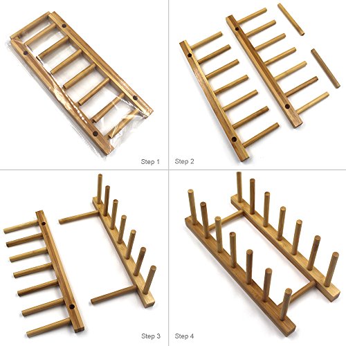 Bamboo Wooden Plate Racks Dish display Holder Kitchen Storage, Pack of 2 - size: Pack of 2