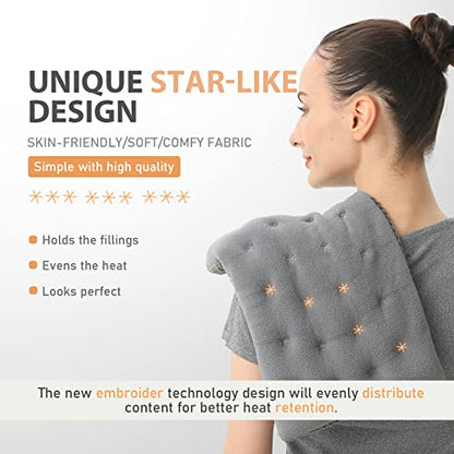 UNCN Wide Microwave Heating Pad with Washable Cover 9.5 x 16in Microwavable - color: Grey