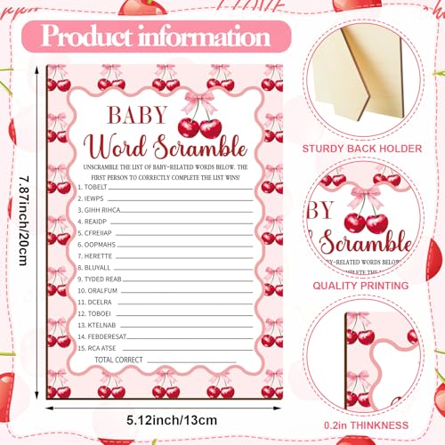 Patelai 321 Pcs Baby Shower Games Supplies, Cherry - style: Cherry
