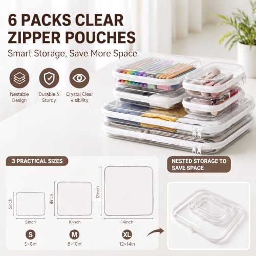 Clear Hard Shell Zipper Case, 6 Pack Diaper Bag Organizer Pouches Set