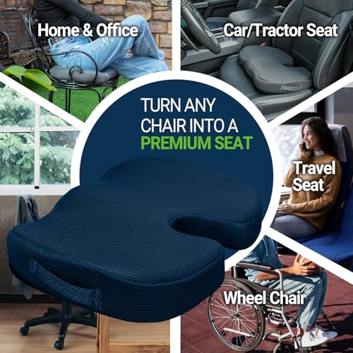 Season Guard Gel Memory Foam Seat Cushion for Tailbone Pain Relief, Blue - color: Blue, style: Mesh